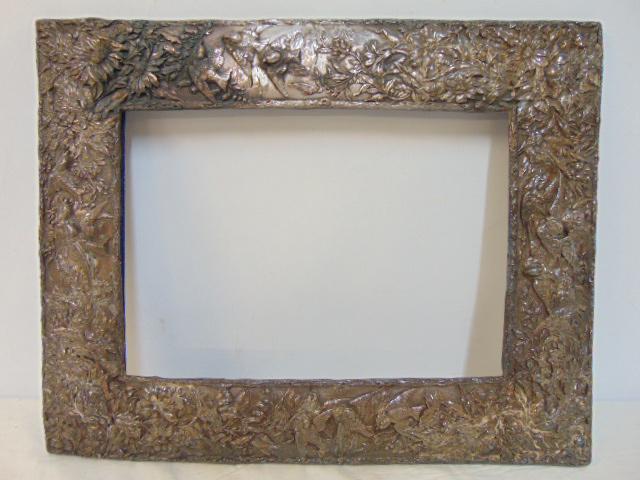 Sterling frame, with elaborate floral & bird decoration, sterling over wood construction, backside (1 of 7)