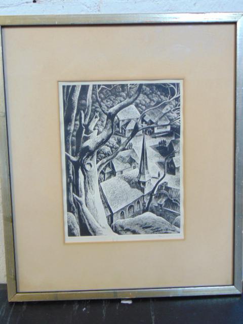 Woodcut print, Undercliff, by Lynd Kendall Ward, 1948, 8" by 6" (art only) (1 of 5)