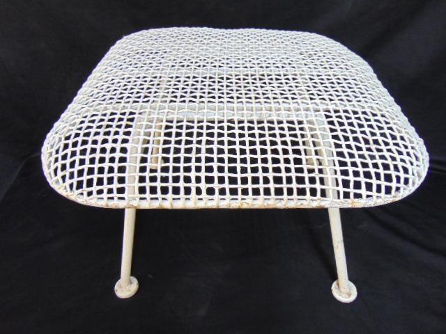 Woodard stool, white paint, steel wire, stool is 20.5" by 20.5", height is 14" (1 of 1)