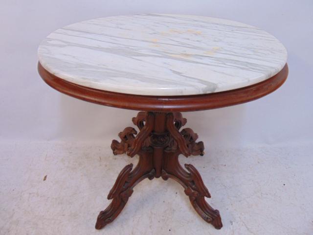 Victorian oval top side table, 28.5" by 21.5", height is 28.25" (1 of 4)