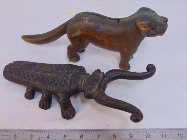 Bug bootjack & dog nutcracker, French iron boot jack, solid brass nut cracker (1 of 6)