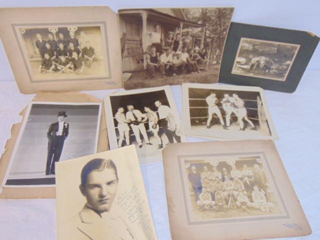 Lot vintage sports photographs, baseball, boxing, also includes tin type, signed photo Fred Astaire. (1 of 12)