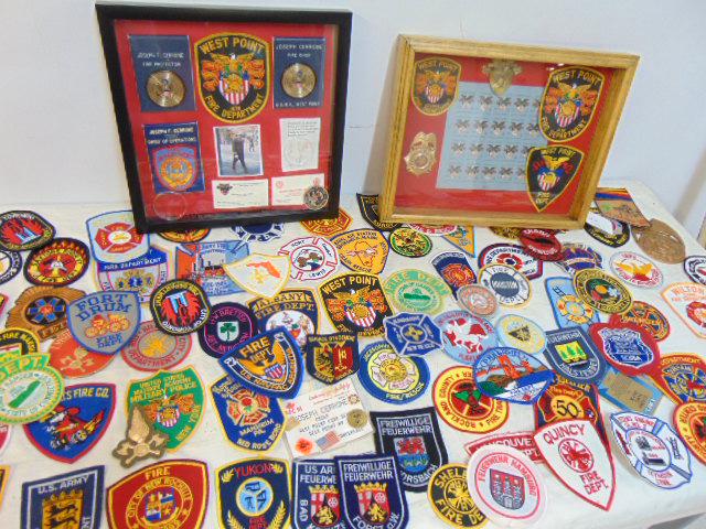 Large collection of firefighter patches, including two framed collages, West Point Fire Department, (1 of 17)
