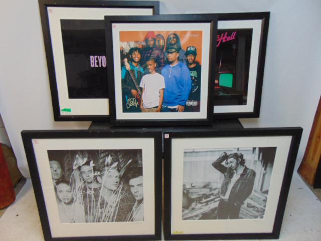 Musician artwork, incl. Hozier, Beyonce, Ego Death, Coleman Hell, St Lucia, 5 framed pieces, (1 of 8)