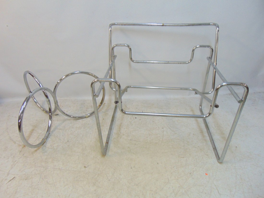 Wassily chair frame & chrome table base, both tubular chrome, steel, table has no top, both need res (1 of 8)