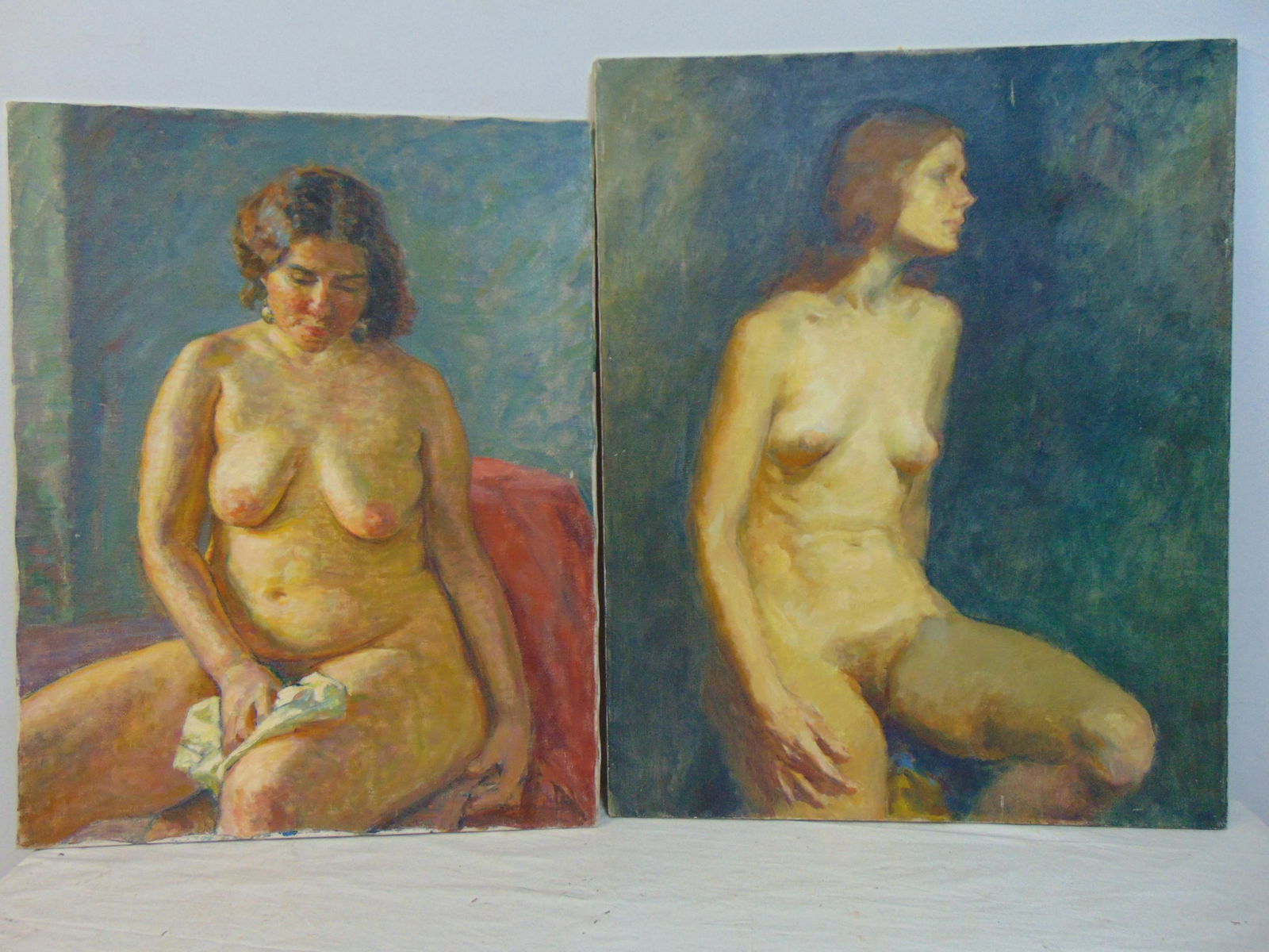 2 paintings, nudes, by Americo DiFranza, 30" by 24" and 22" by 28" (1 of 4)