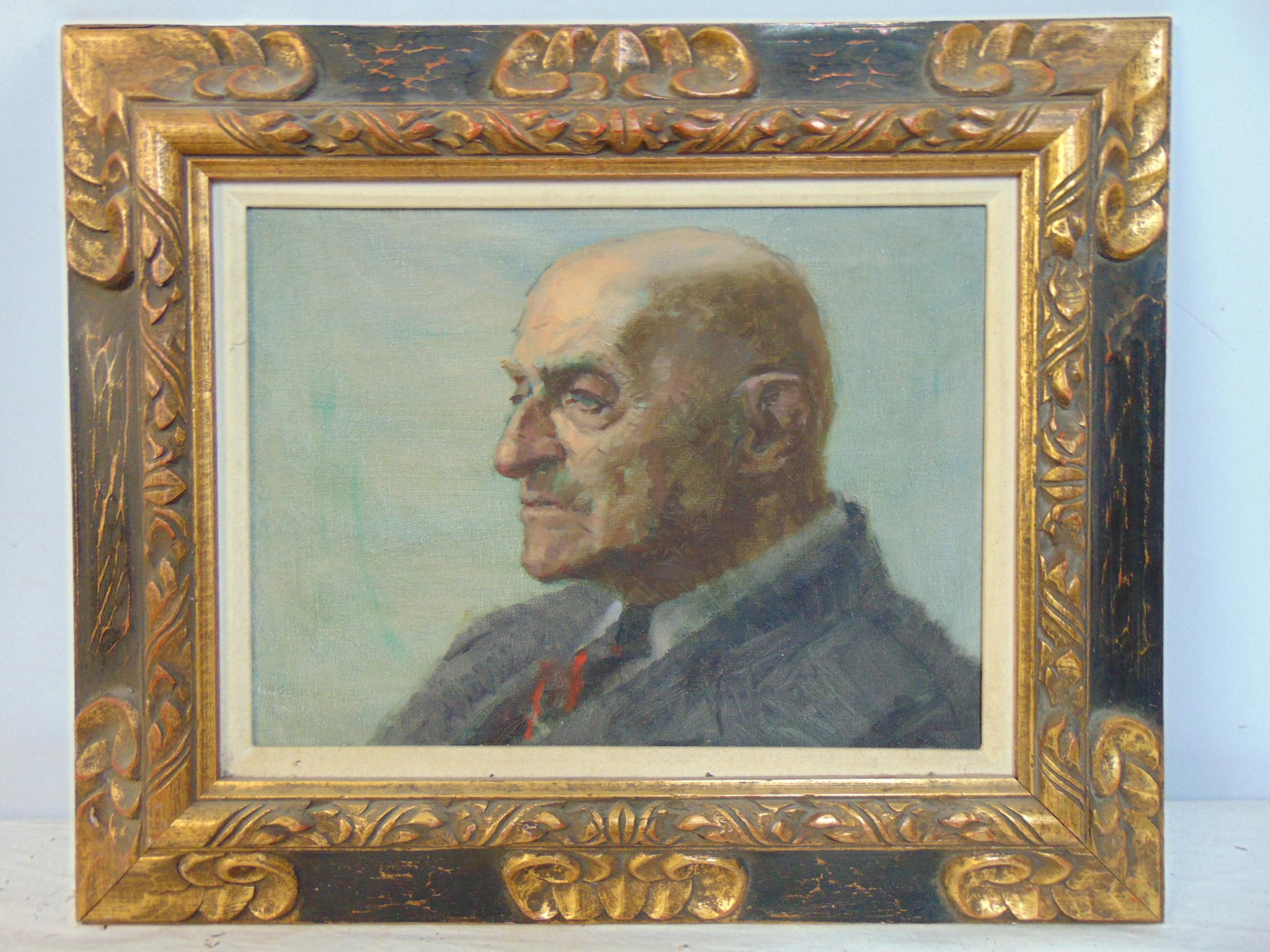 Painting, "Mr. Martucci", portrait man, by Americo DiFranza, oil on canvas, 12" by 16": Painting, "Mr. Martucci", portrait man, by Americo DiFranza, oil on canvas, 12" by 16"