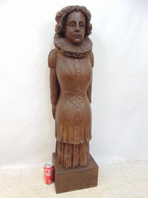 Large antique Elizabethan figural oak carving, 41" tall, architectural element (1 of 5)
