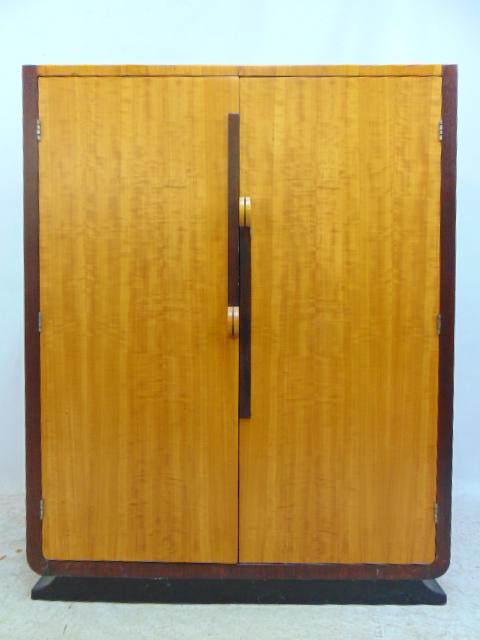 Art Deco linen cabinet, in mahogany & maple veneer, bedroom chest with interior drawers, fine (1 of 7)