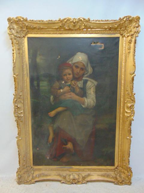 Painting, after William Bouguereau, Breton brother & sister, (museum copy), "Dio Salvo" written on (1 of 11)