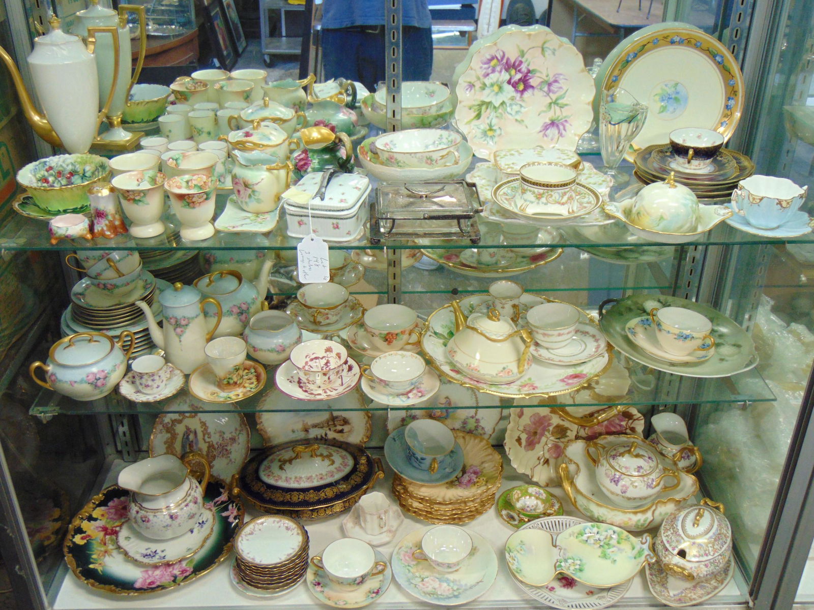 Extensive collection hand painted Limoges porcelain, cups & saucers, bowls, boxes, domed trays, tea (1 of 16)