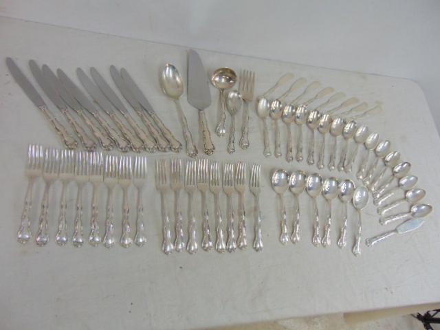 Lot Gorham sterling silver flatware, "Rondo", 16 small spoons, 6 soup spoons, 8 dinner forks, 8 (1 of 5)