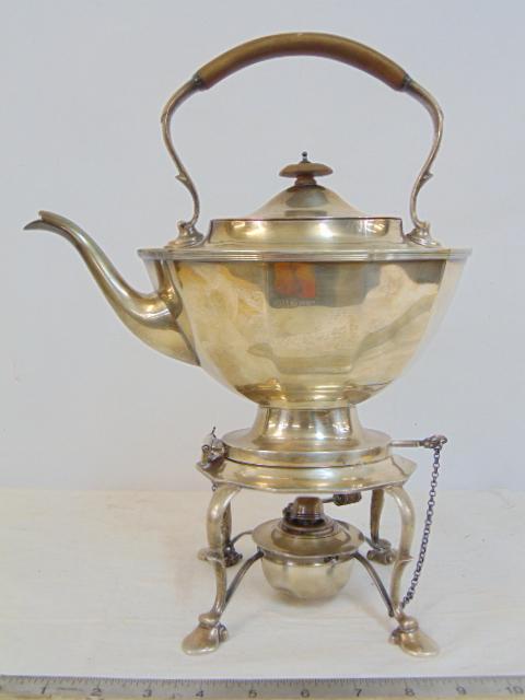 Georgian hallmarked silver teapot on stand with warmer, with Crichton Bros, London & New York (1 of 7)