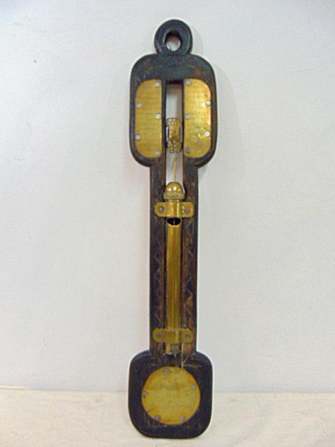 Early barometer,A. Pettit of Northampton, 1650 (on brass plaque), oak & brass, barometer is 30.75" (1 of 5)