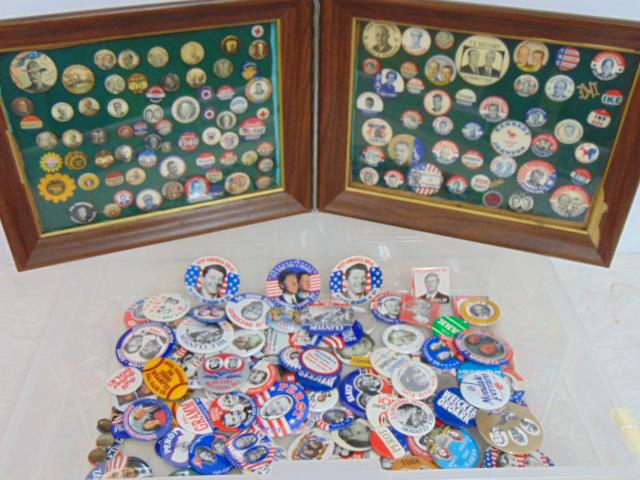 Large collection political campaign buttons, FDR, Hoover, Nixon, Johnson / Kennedy, Ike, Dewey, (1 of 16)