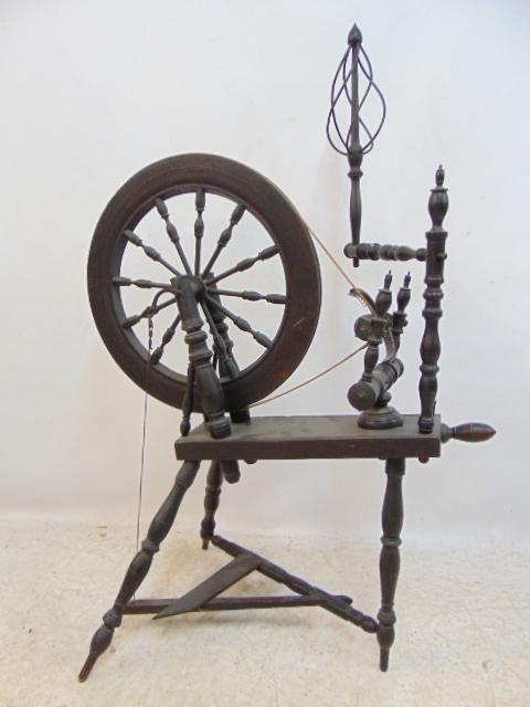 Antique spinning wheel, complete with yarn winder, wheel is 19.25" (1 of 5)