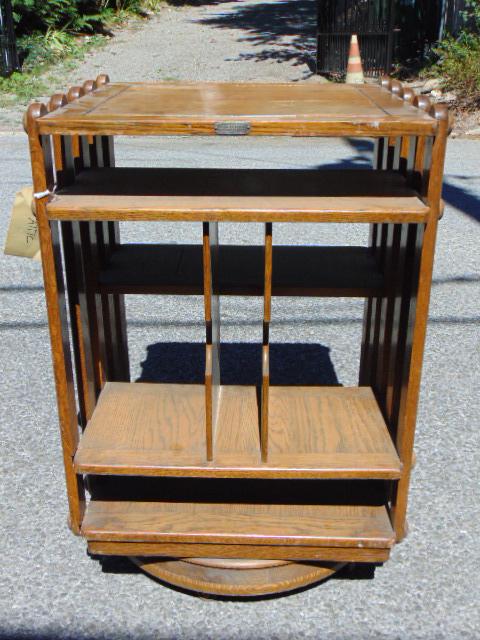 Oak revolving bookcase by Sargent MFG. Co, Muskegon, Mich & New York, 20" by 20", height 32" (1 of 5)