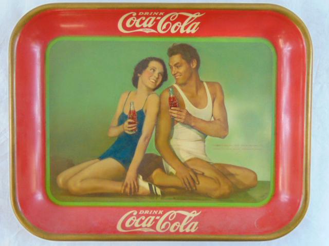Vintage Coca Cola tray, 1934, Maureen O Sullivan and Johnny Weissmuller (Metro Goldwyn Mayer (1 of 9)