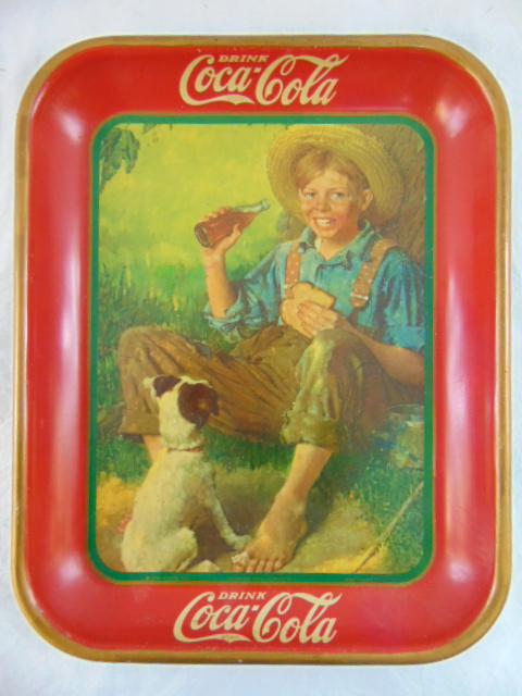 Vintage Coca Cola tray, 1931, Norman Rockwell, boy with dog, by American Art Works, Coshocton, O, in (1 of 8)