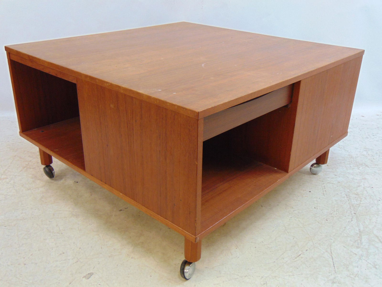 Peter Lovig Nielsen Cubus Teak coffee table with various compartments and shelves, table is 32" by (1 of 5)