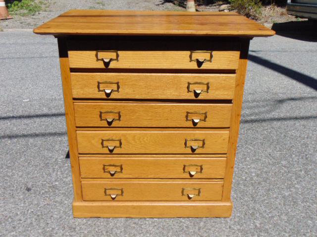 Oak filing cabinet, 6 drawers, golden oak, cabinet is 31.5" by 23.25", height is 33" (1 of 4)