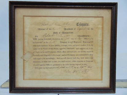 Connecticut militia document, 1828, Charles Deneson appointed Corporal in the sixth company of the: Connecticut militia document, 1828, Charles Deneson appointed Corporal in the sixth company of the seventh regiment, signed by Colonel Robert Peters (?)