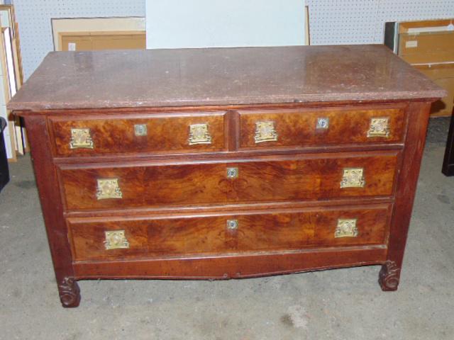 Victorian marble top chest, 2 over two drawers, pink marble, no mirror, chest is 50" by 22.25", (1 of 4)