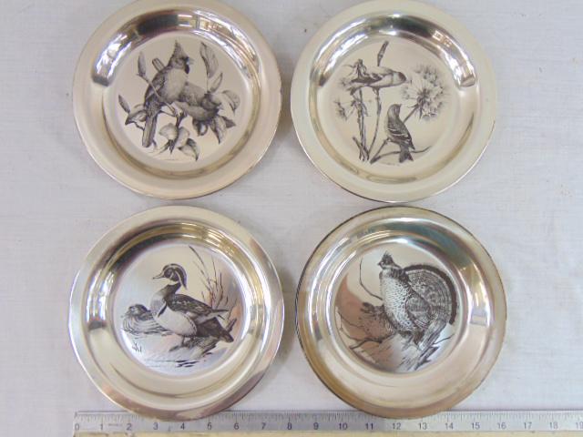 4 sterling silver bird plates, issued by the National Audubon Society, each plate is 8", 23.7 troy (1 of 5)