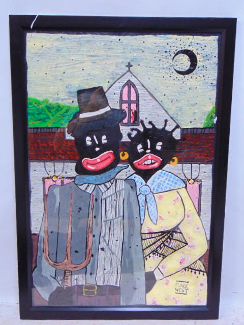 Painting, "American Gothic", Mark West, oil on paper (?) , 29" by 19.5" (1 of 3)