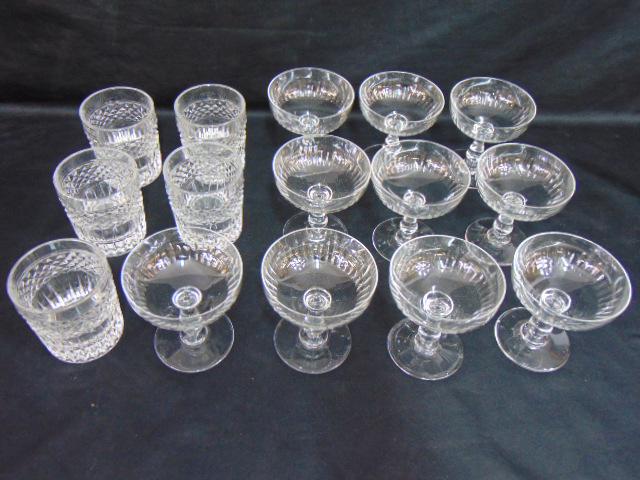 2 sets of crystal stemware, glasses, includes set of 10 cut glass stems, 3.75" wide, 4" tall & set (1 of 4)