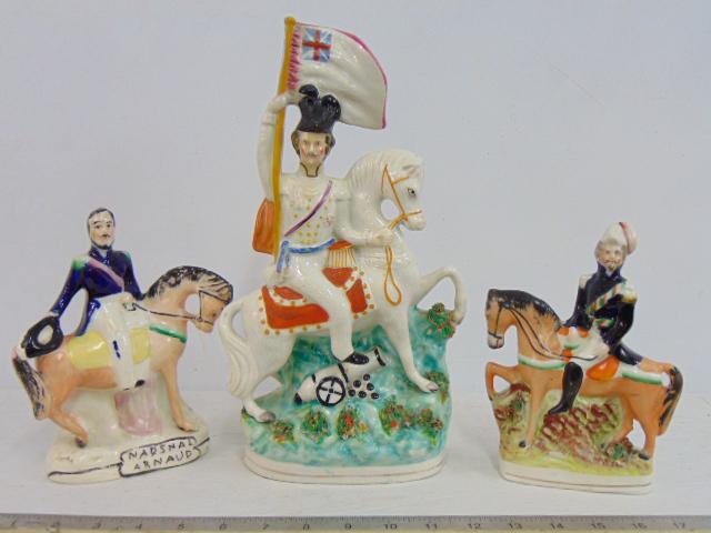 3 Staffordshire figures, "Napoleon III on horseback", "Marshall Arnaud" & "General Brown", General (1 of 7)