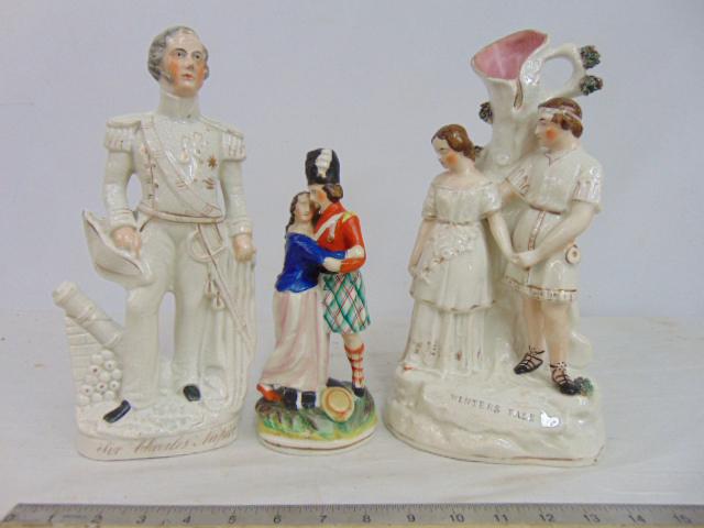 Staffordshire figures, "Admiral Napier", "Soldier & Wife" & "Winters Tale", Admiral Napier in white (1 of 9)