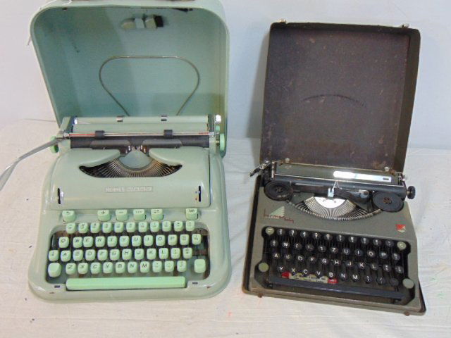 2 Hermes typewriters, "Hermes Baby" & "Hermes 3000, both with original covers, untested, sold in as (1 of 7)