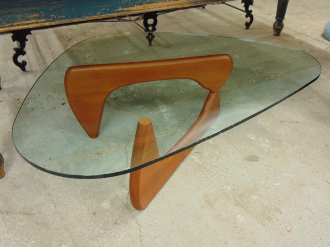 Noguchi glass top coffee table with folding base (1 of 6)
