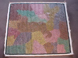 Acrylic, Abstract, sgd. Josie Petrick: Aboriginal acrylic by Josie Petrick, canvas only (not on stretcher), 51" by 54"