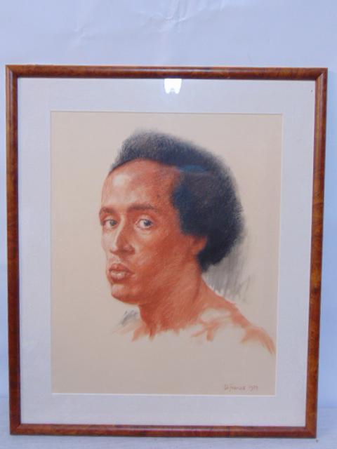 Painting, portrait man, Americo DiFranza, dated 1979, pastel, 20" by 16" (1 of 3)