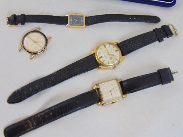 Lot watches, ladies Bucherer with 18K case & leather band, Lord Elgin wristwatch (case only), (1 of 7)
