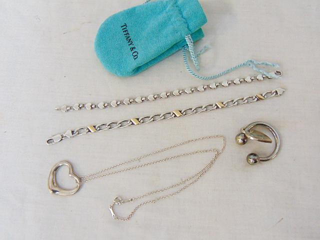 Tiffany sterling jewelry, 2 bracelets, heart necklace & key ring (1 of 10)