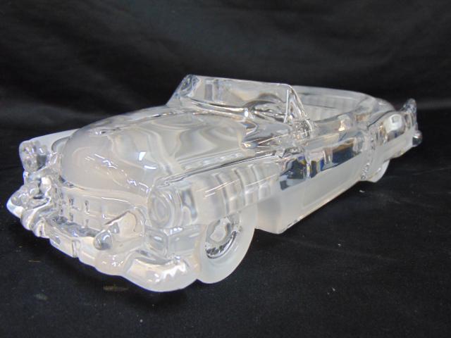 Daum crystal car, "Cadillac", with frosted detail, in original box, car is 14" long, 5" wide, 3.5": Daum crystal car, "Cadillac", with frosted detail, in original box, car is 14" long, 5" wide, 3.5" tall, convertible Cadillac, frosted engine compartment, good condition, no chips, breaks