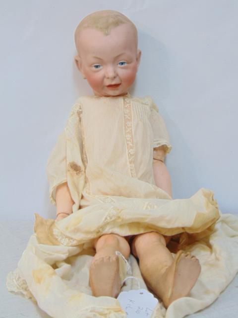 K star R 100 porcelain doll, baby, composite body, needs to be restrung, one leg off, one finger on (1 of 7)
