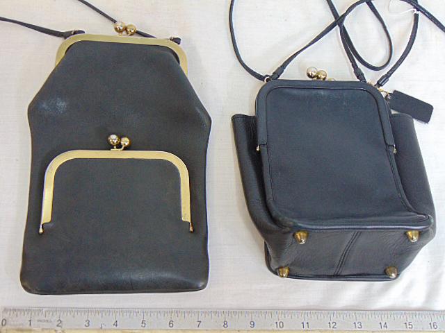 (2) Vintage Coach handbags, one Bonnie Cashin design & one w/ double kisslock & brass feet, both (1 of 7)
