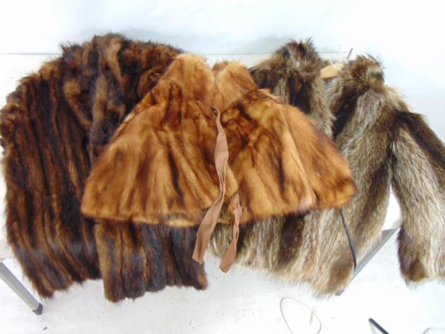 Fur coat & two fur capes, one cape is child size, coat is 26" (1 of 8)