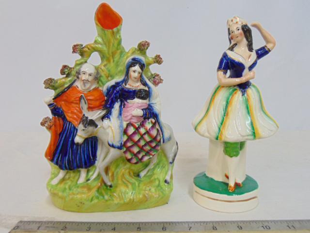 2 Staffordshire figures, Carlotta Grish, Ballet Dancer & Mary, Joseph & Jesus, Flight in Egypt (1 of 6)