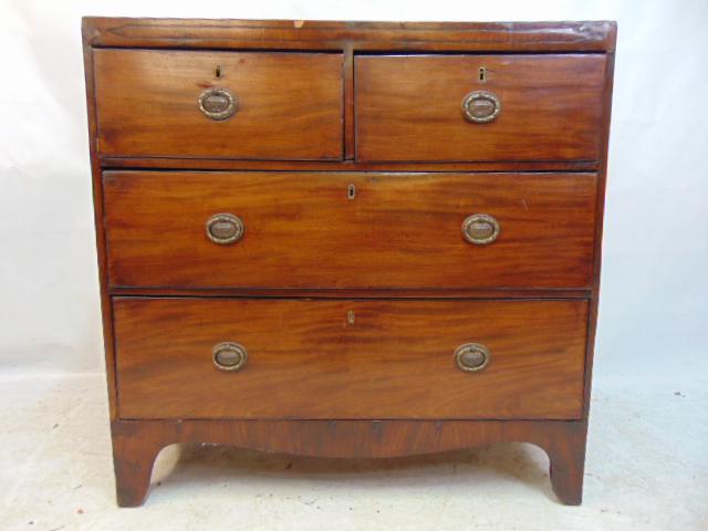 Mahogany butlers chest, 2 over 2, chest is 34 3/8" by 17.5", height is 34.25", minor veneer loss on: Mahogany butlers chest, 2 over 2, chest is 34 3/8" by 17.5", height is 34.25", minor veneer loss on edges.