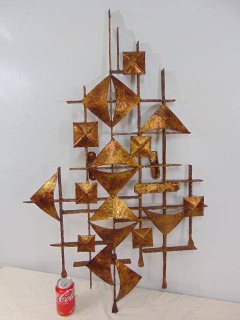 Iron wall sculpture with gilt patina, made in Spain, sculpture is 40.5" by 25": Iron wall sculpture with gilt patina, made in Spain, sculpture is 40.5" by 25"