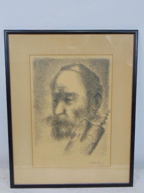 Lithograph, portrait, Chaim Gross, "In Front of The Ark", 14.75" by 10.25": Lithograph, portrait, Chaim Gross, "In Front of The Ark", 14.75" by 10.25"