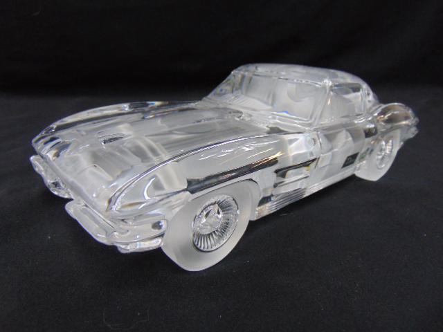 Daum crystal car, Chevrolet Corvette, in original box, signed, car is 12" long, good condition.: Daum crystal car, Chevrolet Corvette, in original box, signed, car is 12" long, good condition.