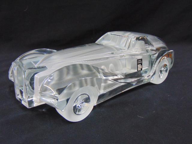 Daum crystal car, Coupe Riviera, signed, in original box, in good condition, car is 15.25" long.: Daum crystal car, Coupe Riviera, signed, in original box, in good condition, car is 15.25" long.