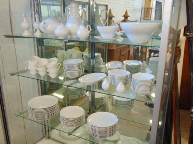 Large set porcelain dinnerware, Bjorn Wiinblad for Rosenthal, Studio-Linie, includes 12 dinner, 12: Large set porcelain dinnerware, Bjorn Wiinblad for Rosenthal, Studio-Linie, includes 12 dinner, 12 soup, 12 salad plates, 12 cups & saucers, 12 bowls, tea set covered bowl, round gravy bowl, small "fa