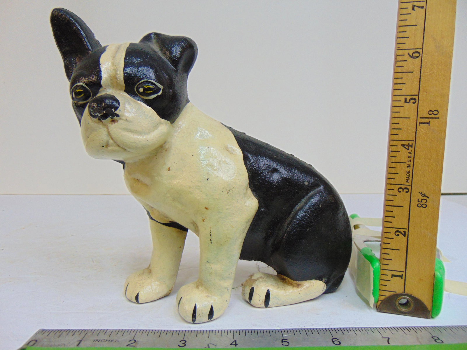 Cast iron dog doorstop, in black & white, height is 7.25": (1 of 4)